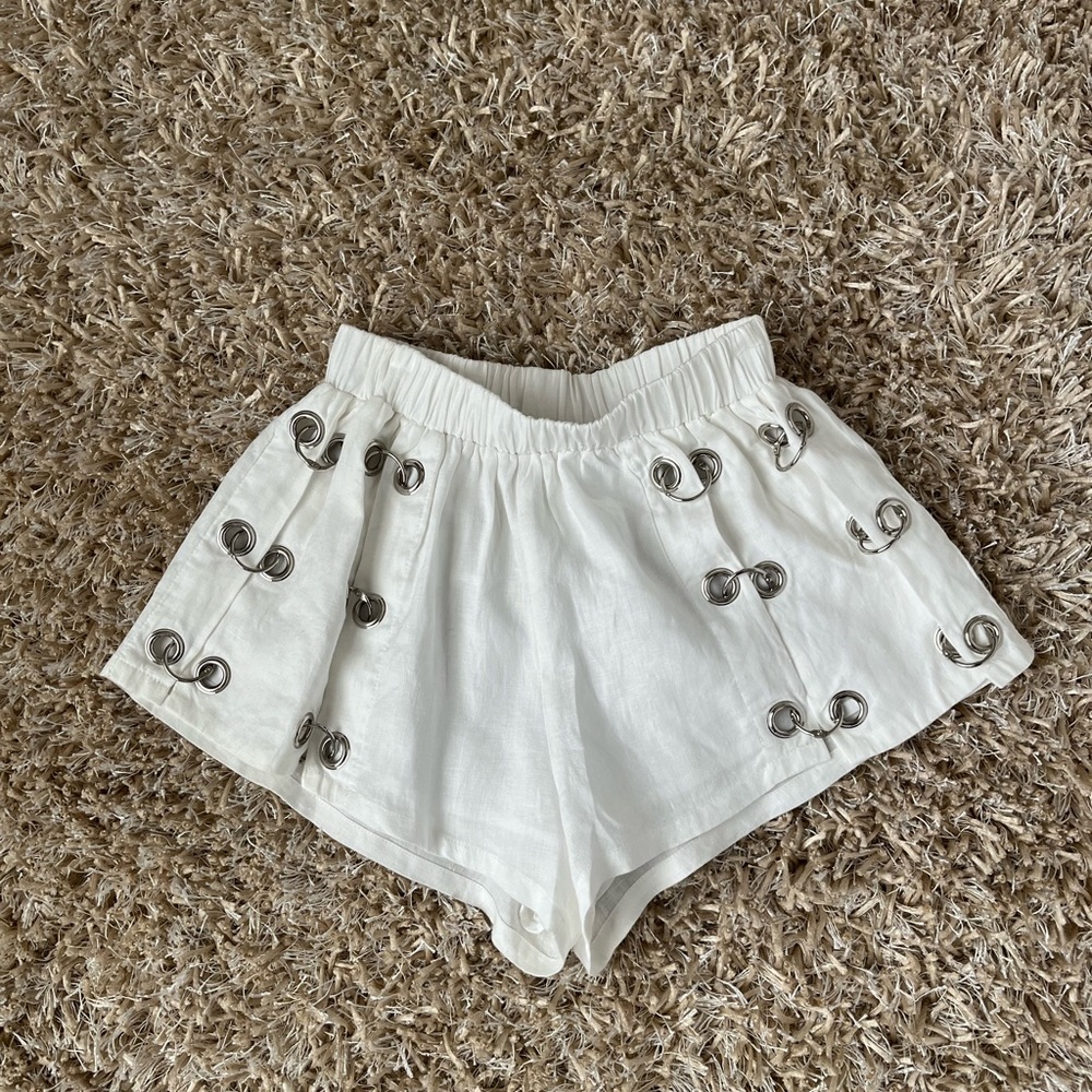 LF white linen shorts